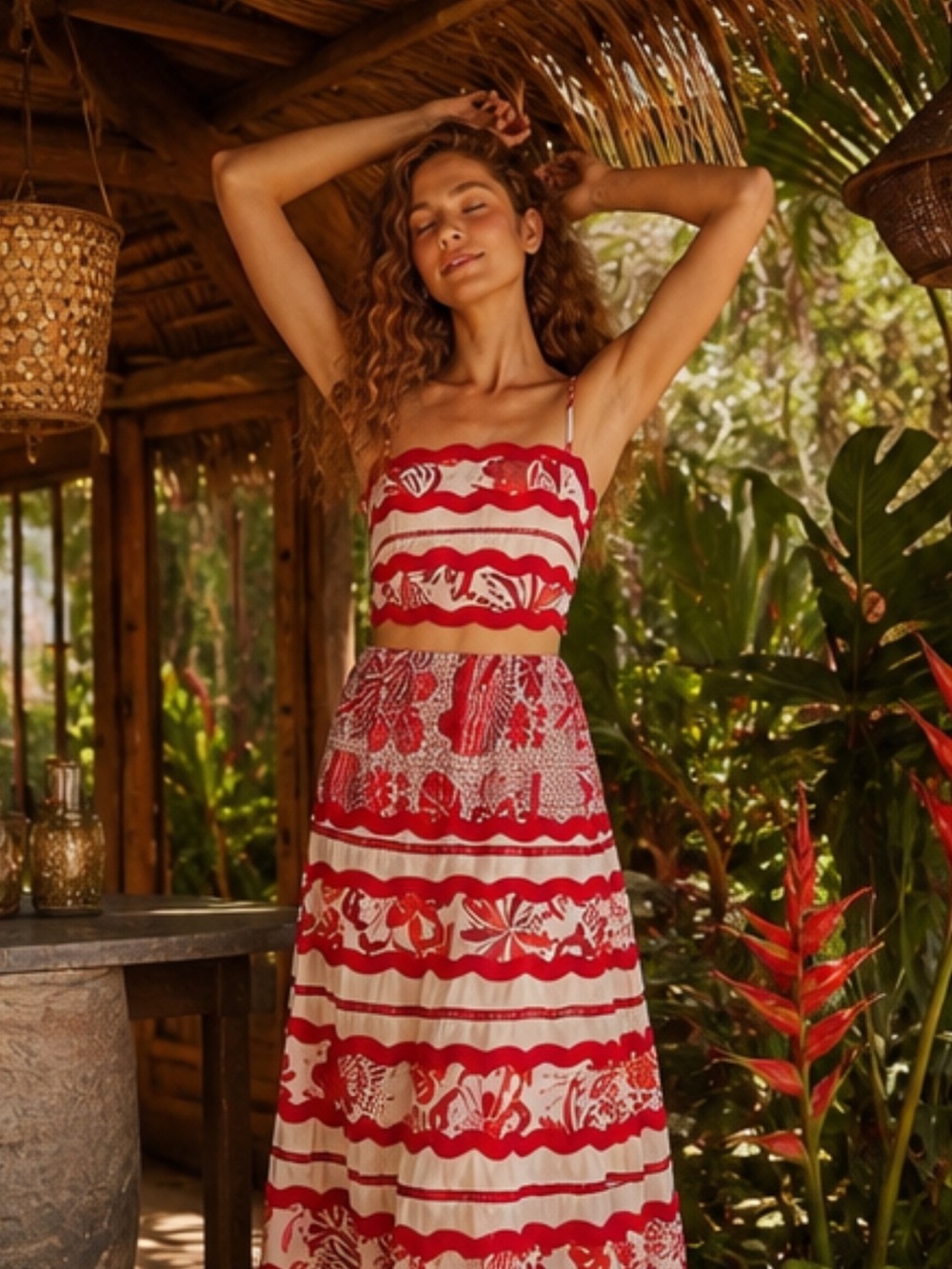 Farm Rio Tiles Printed Skirt and Top Set - Picture 4 of 16